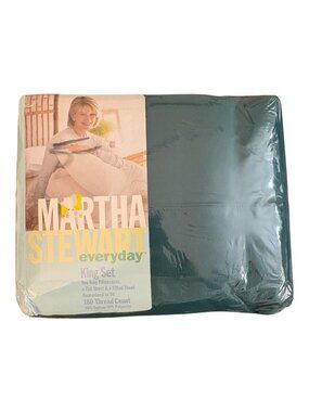 Martha Stewart King Size Sheet Set Spuce Green Brand New 180 Thread Count
